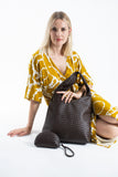 Braided Pu Leather  Slouchy Tote Bag - Brown