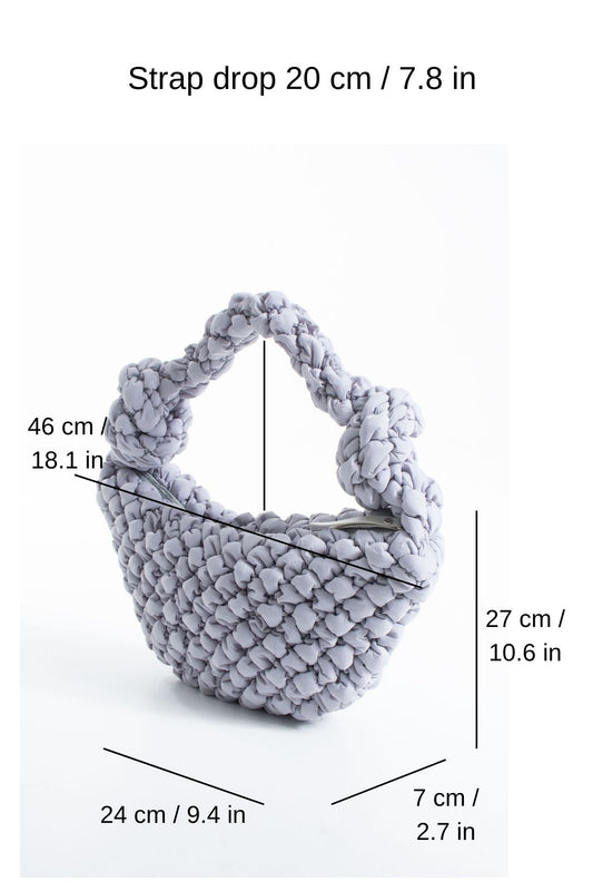 Puffy Quilted Lightweight Large Shoulder Bag - Grey