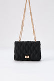 Quilted Satin Mini Crossbody & Shoulder Bag - Black