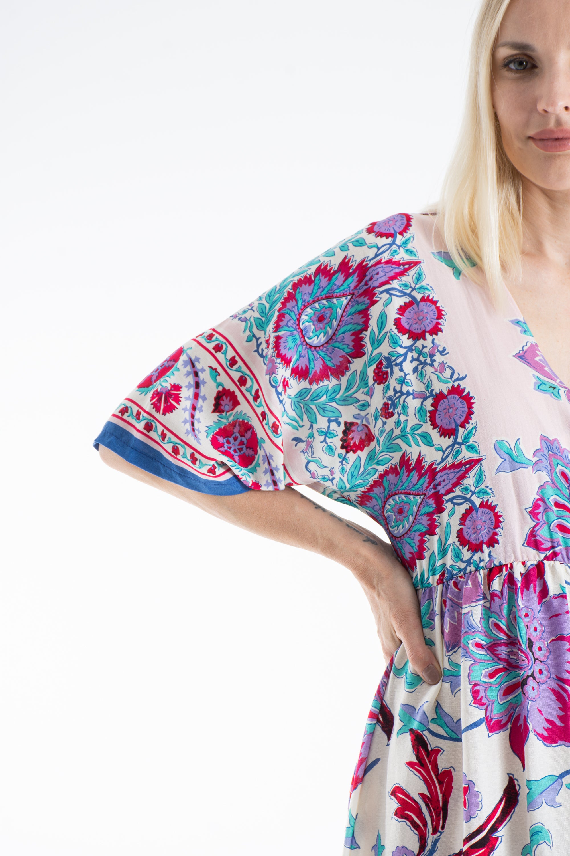 Womens Floral Print Midi Dress