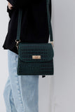 Croc Pu Leather Crossbody Bag - Khaki