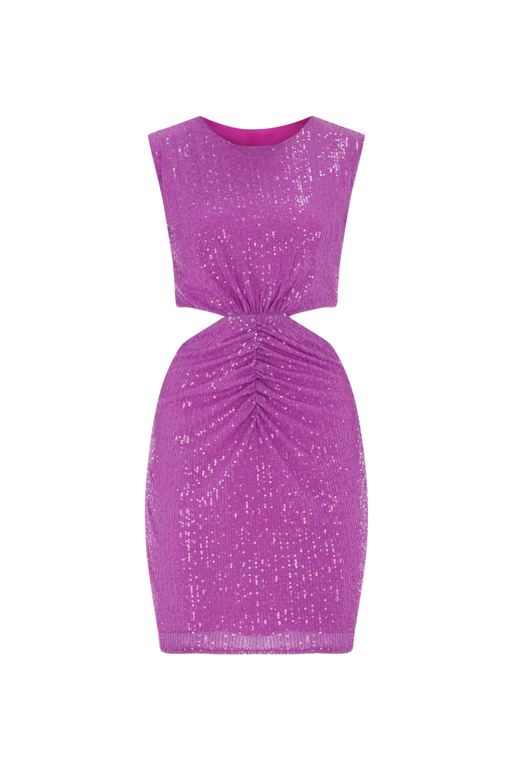 Cut Out Diamante Sequin Mini Dress - Fuchsia Pink
