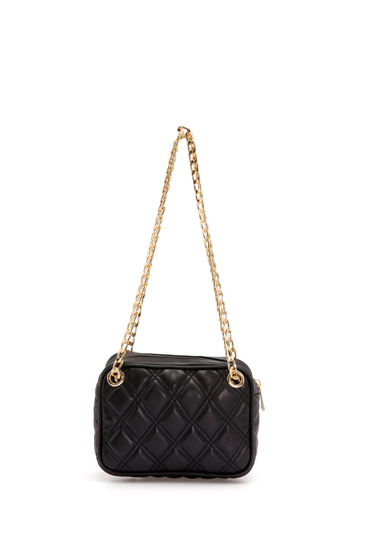 Sac Photo Horizontal En Cuir Vegan Quilt - Noir Et Or