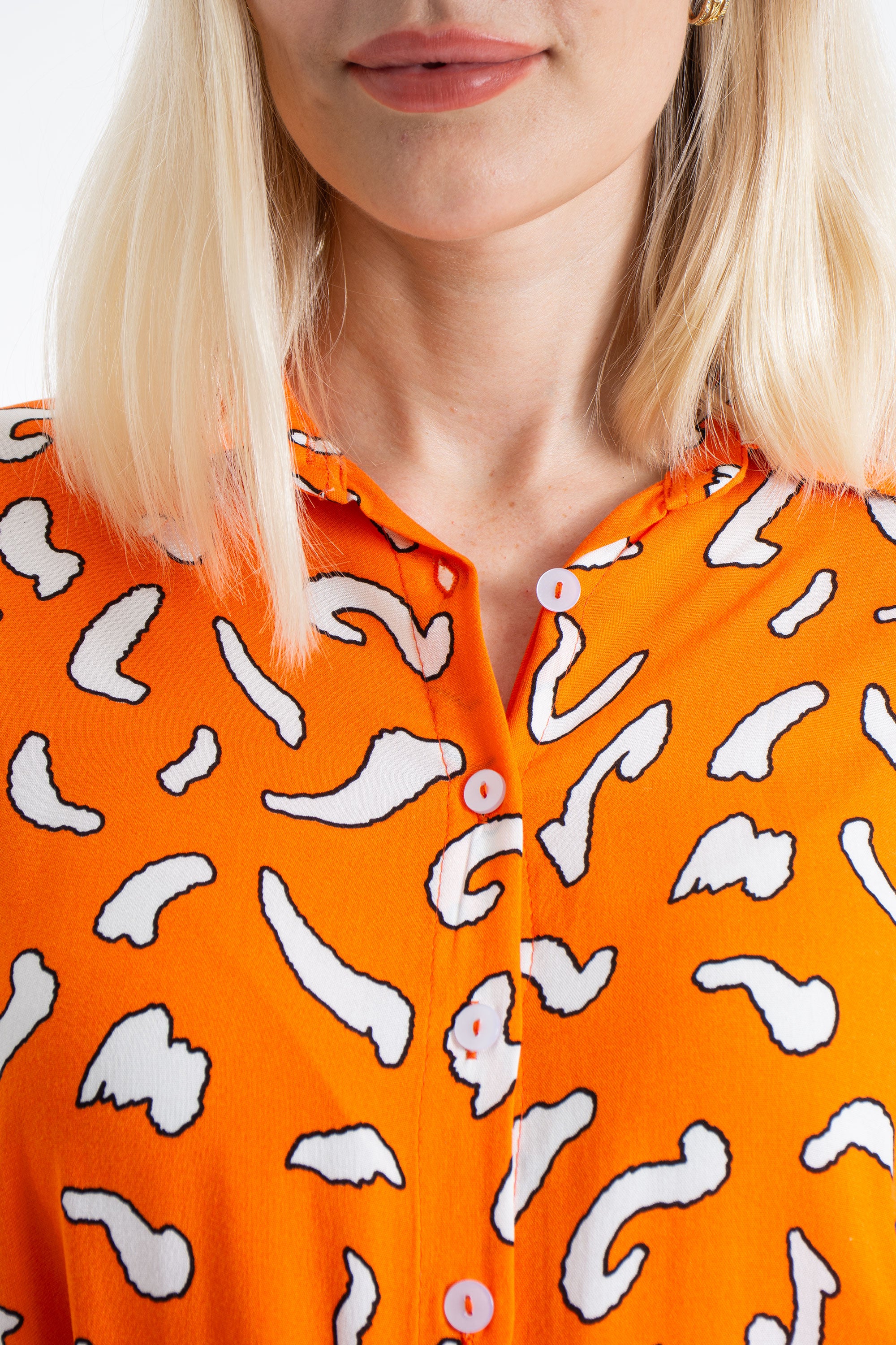 Womens Abstract Print Midi Shirt Dress