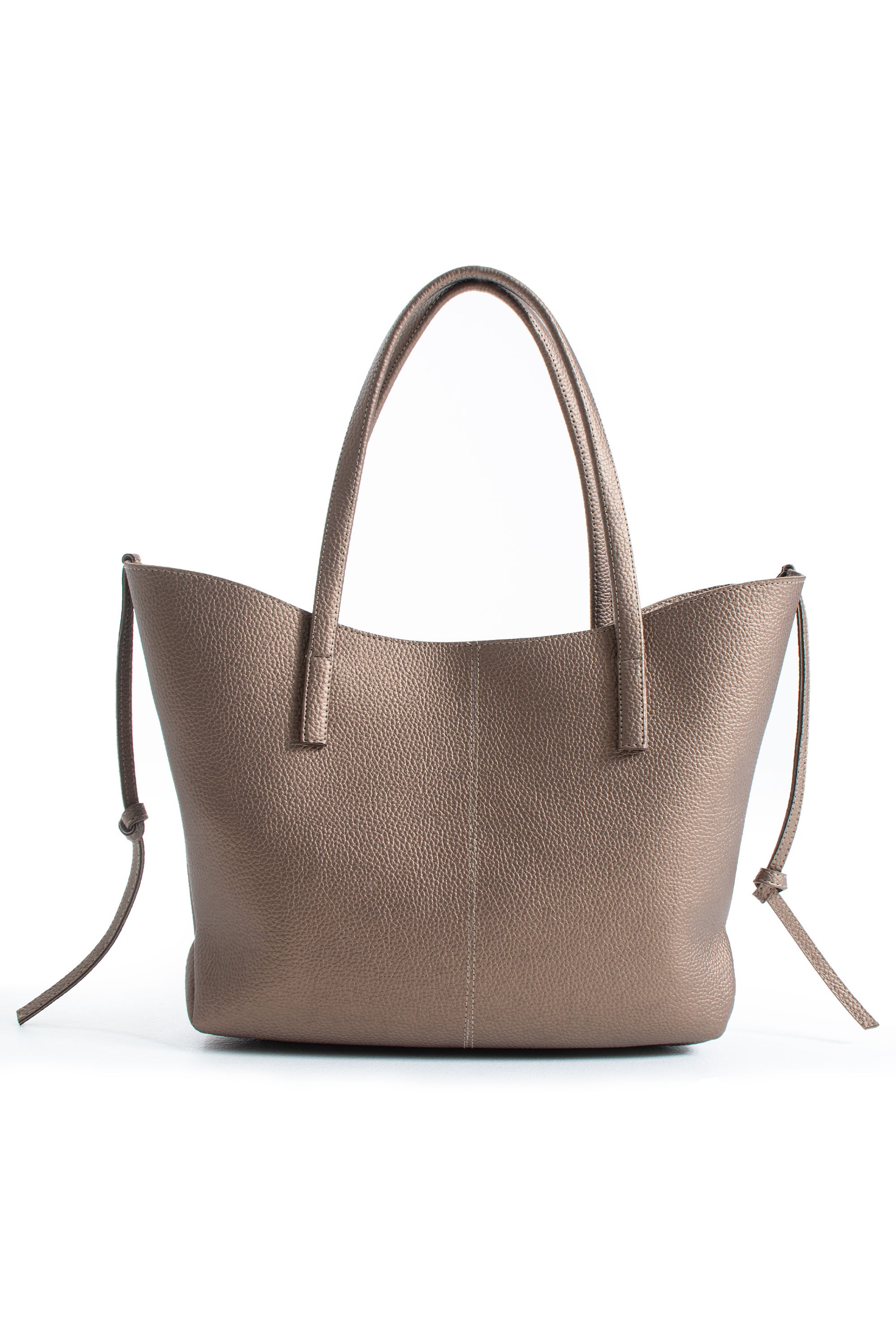 Grain Pu Leather Large Tote Bag with Matching Zipper Pouch  2PCS Set - Gold