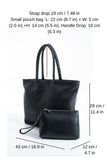 Woven Pu Leather Tote Bag with Matching Zipper Pouch 2PCS Set - Black