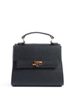 Pu Leather Top Handle Satchel Crossbody Bag - Black