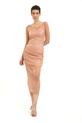 Diana Shimmery Mesh Midi Dress - Blush
