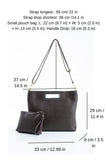 Handle Detail Pu Leather Large Handbag with Detachable strap - Brown