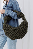 Puffy Quilted Lightweight Large Shoulder Bag - Green