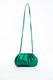 Satin Pouch Bag With Detachable Crossbody Strap - Green