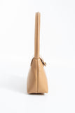 Pu Leather Flap Shoulder Bag - Nude