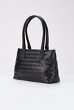 Braided Pu Leather Shoulder Bag - Black