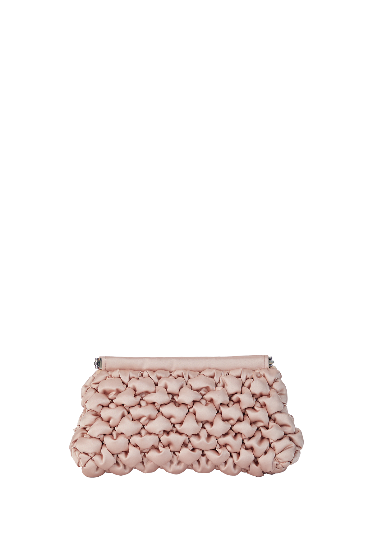 Quilted Satin Clutch Bag - Nude