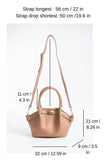 Pu Leather Top Handle Crossbody Bag with Twist Lock Detail - Nude