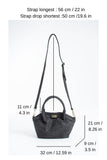 Pu Leather Top Handle Crossbody Bag with Twist Lock Detail - Black