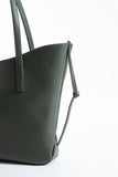 Pu Leather Large Tote Bag with Matching Zipper Pouch  2PCS Set - Green