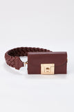 Mini Shoulder Bag With Chuncky Braided Strap - Burgundy
