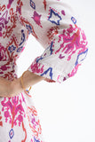 Women’s Linen Blend Ornamental Print Midi Shirt Dress - Lilac