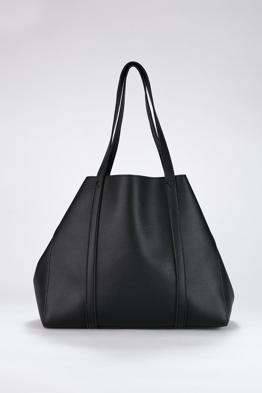Pu Leather Weekend Bag  – 2 Pcs Set - Black