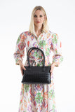 Braided Pu Leather Shoulder Bag - Black