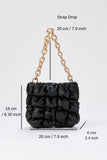Puffy Quilted chunky Chain Handbag - Black