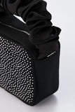 Diamente Evening Bag with Detachable Crossbody Strap - Black