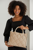 Quilted Tote Bag With Detachable Crossbody Strap - Cream