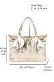 Metallic Finish Pu Leather Weekend Bag - Gold