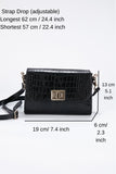 Croc Pu Leather Detachable Strap Crossbody Bag - Black