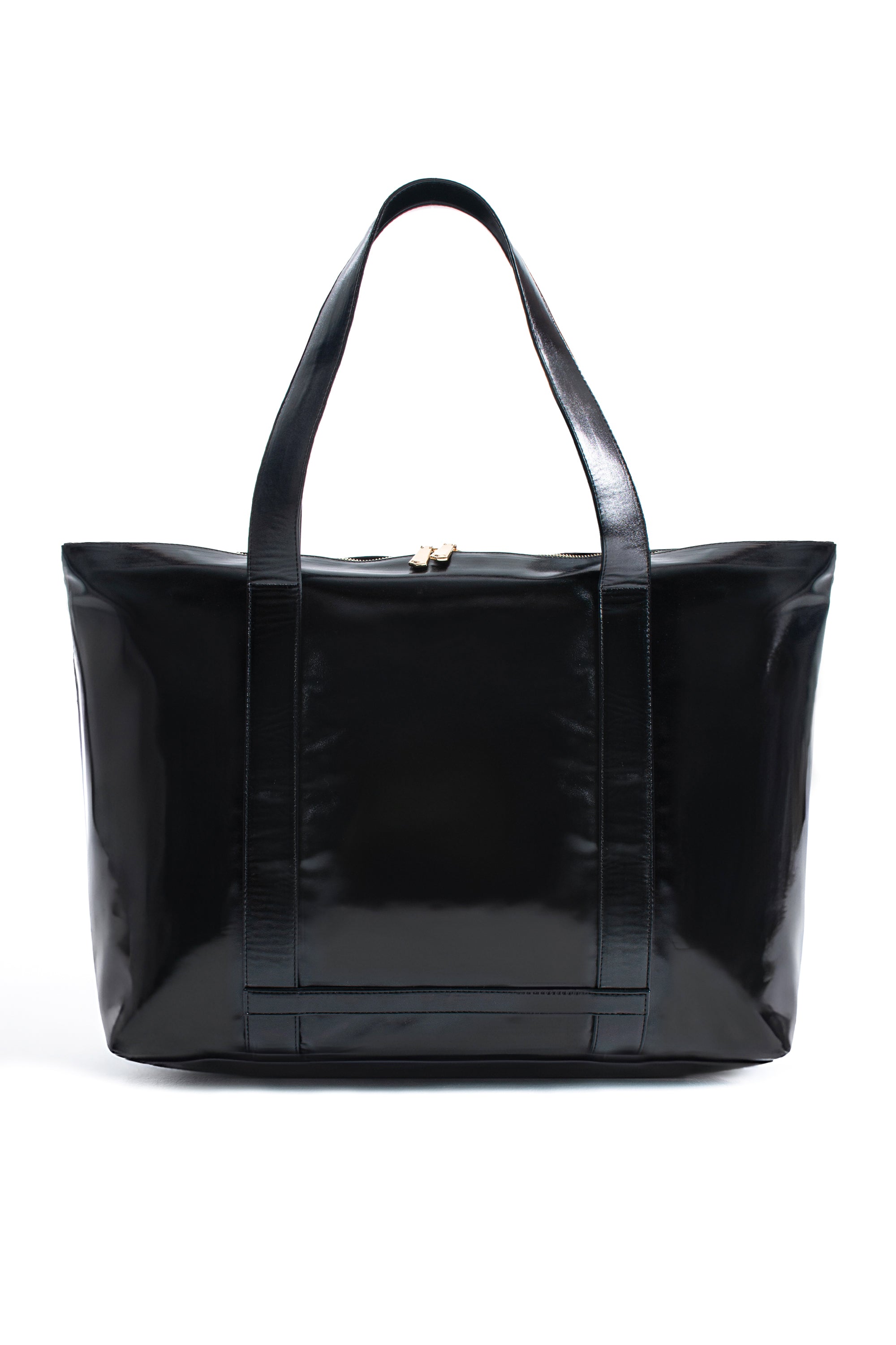 Metallic Finish Pu Leather Weekend Bag - Black