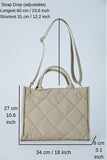 Quilted Tote Bag With Detachable Crossbody Strap - Cream