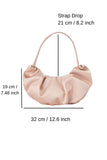 Pleated Satin Shoulder Bag - Beige
