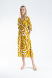 Womens Viscose Printed Ornamental Floral Midi Dress
