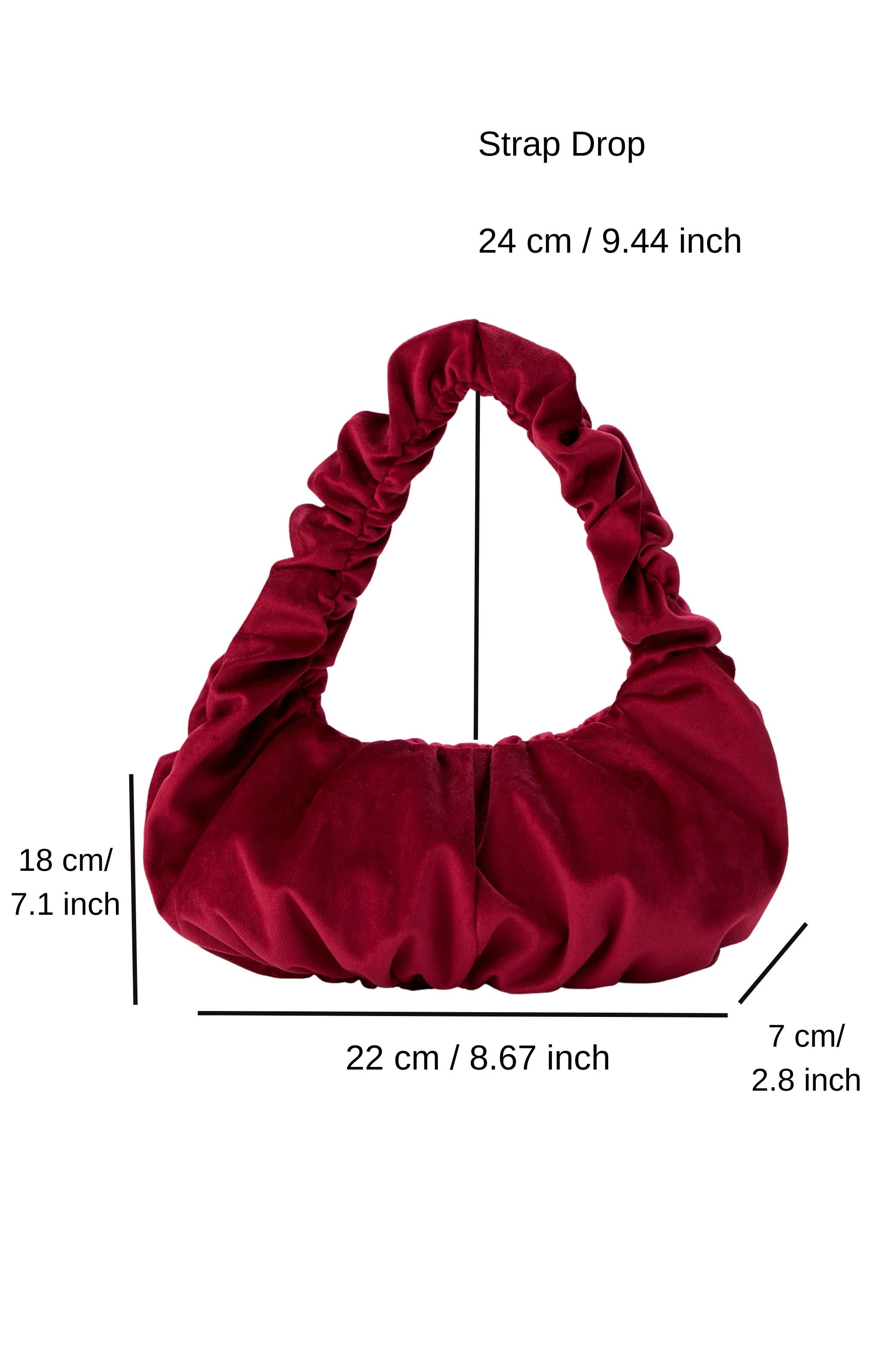 Pleated Shoulder Bag - Burgundy