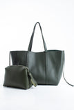 Pu Leather Weekend Bag  – 2 Pcs Set - Khaki
