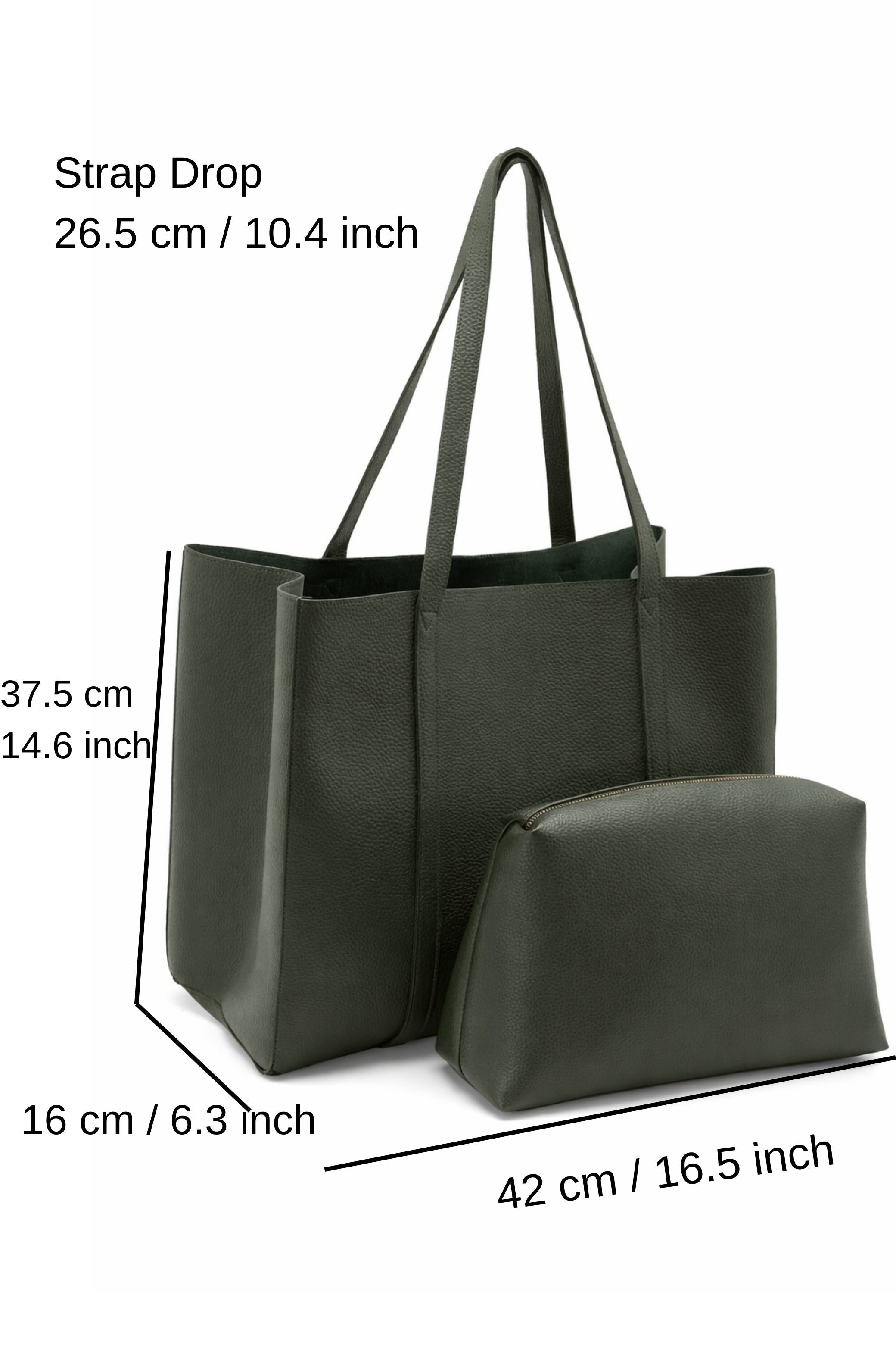 Pu Leather Weekend Bag  – 2 Pcs Set - Khaki
