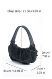 Pleated Satin Shoulder Bag - Black