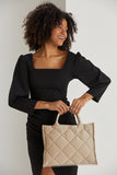 Quilted Tote Bag With Detachable Crossbody Strap - Cream