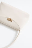 Pu Leather Flap Shoulder Bag - Cream