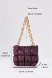 Puffy Quilted chunky Chain Handbag - Plum