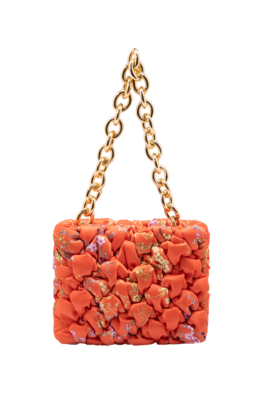 Recycled Quilted Hand Bag - Orange