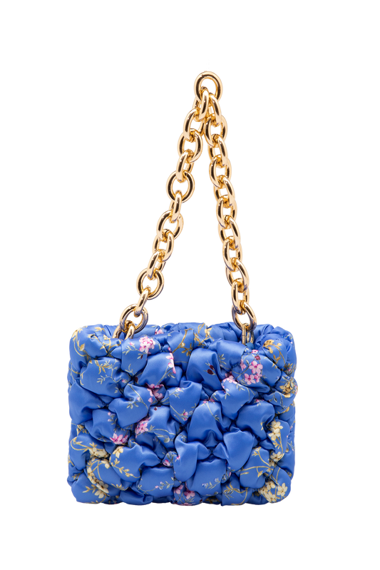 Recycelte gesteppte Handtasche – Blau