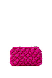 Recycled Quilted Satin Clutch Bag - Fuchsia Pink