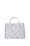 Gesteppte Einkaufstasche aus metallischem Stoff – Silber