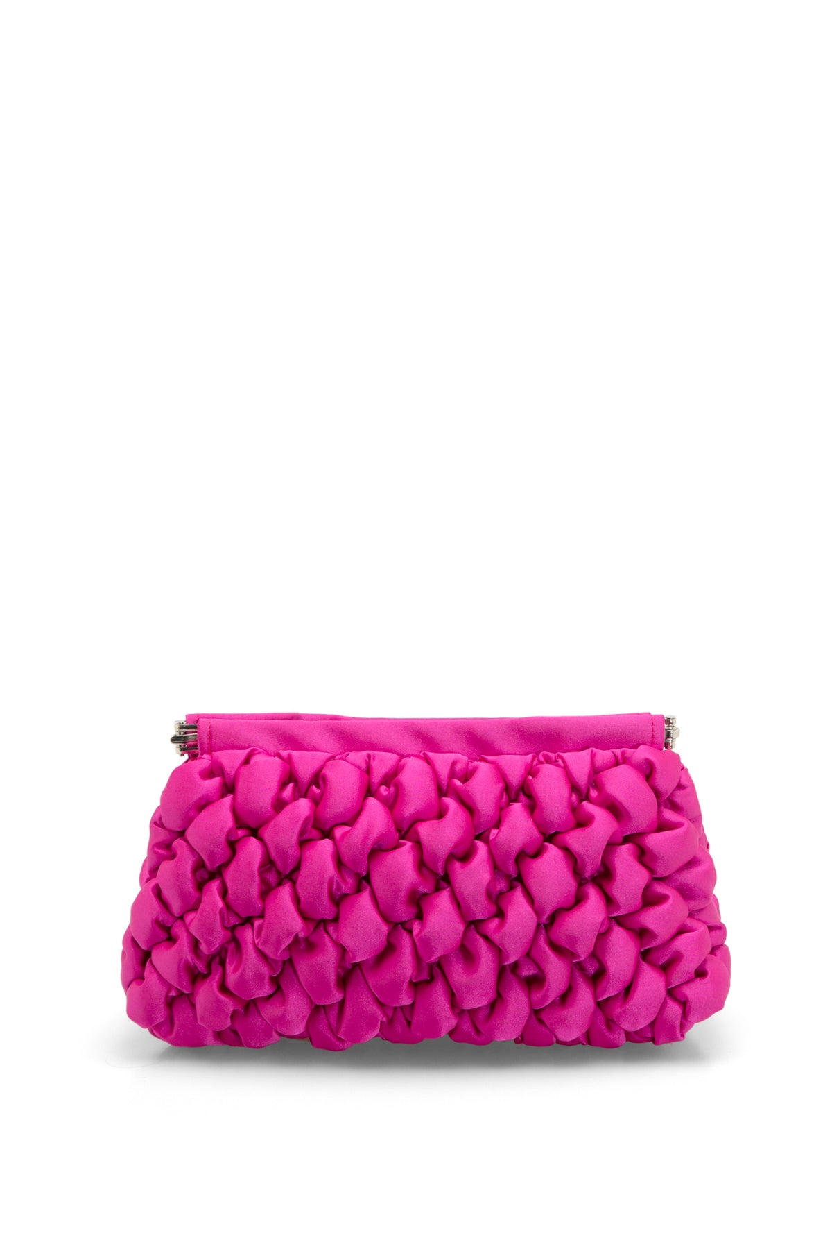 Quilted Satin Clutch Bag  - Fuchsia Pink