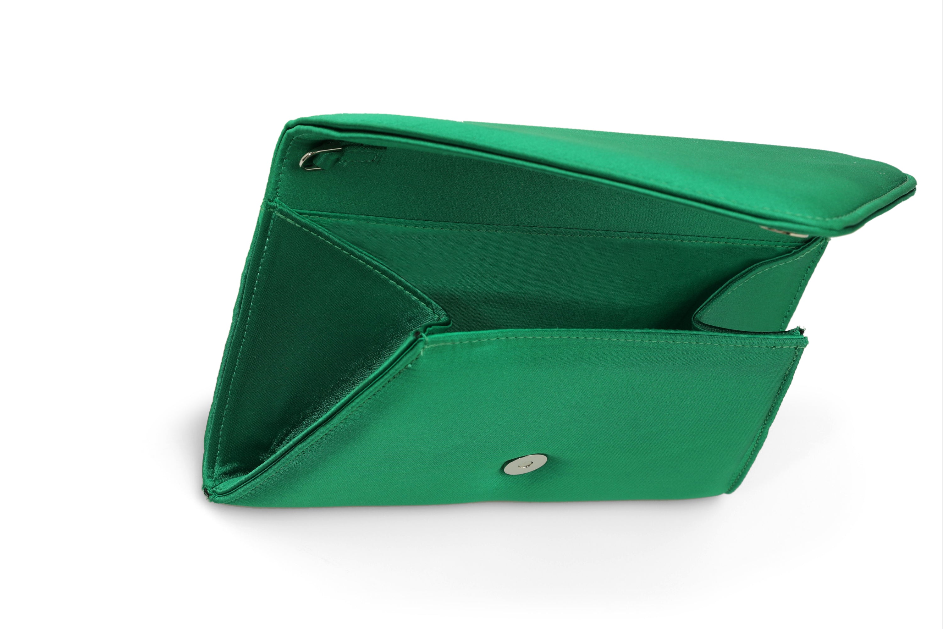 Recycled Satin Clutch Bag - Green