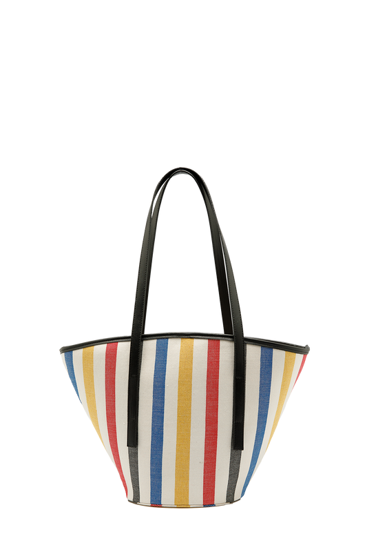 Striped Canvas Tote Bag - Multi-Coloured