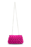 Pochette en satin matelassé - Fuchsia