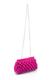 Pochette en satin matelassé - Fuchsia